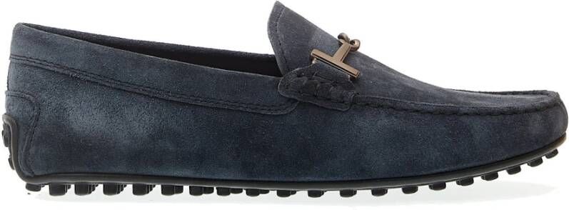 TOD'S Blauwe Suède City Gommino met Gesp Blue Heren