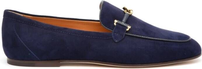 TOD'S Blauwe Suède Loafer Leren Zool Blue Dames