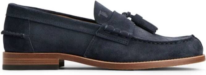 TOD'S Blauwe Suède Loafers met Kwast Zool Blue Heren