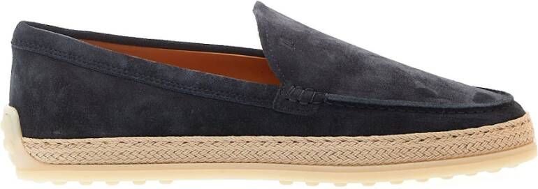 TOD'S Blauwe Suède Loafers met Touw Blue Dames