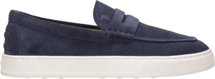 Tod's Blauwe Suède Sandalen met Logodetail