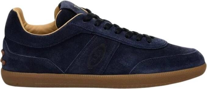 TOD'S Blauwe Suède Sneakers Blue Heren