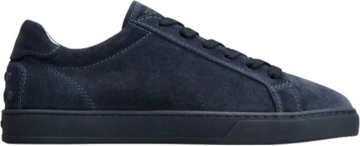 TOD'S Blauwe Suede Sneakers met Minimalistisch Design Blue Heren