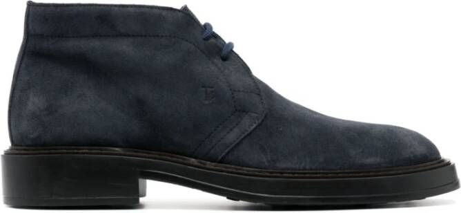 Tod's Blauwe Suède Veterschoenen