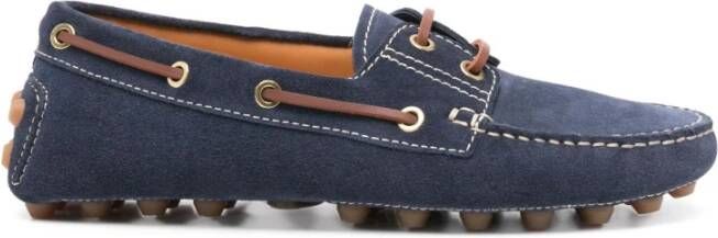 TOD'S Blauwe Veterschoenen met Platte Zool Blue Dames