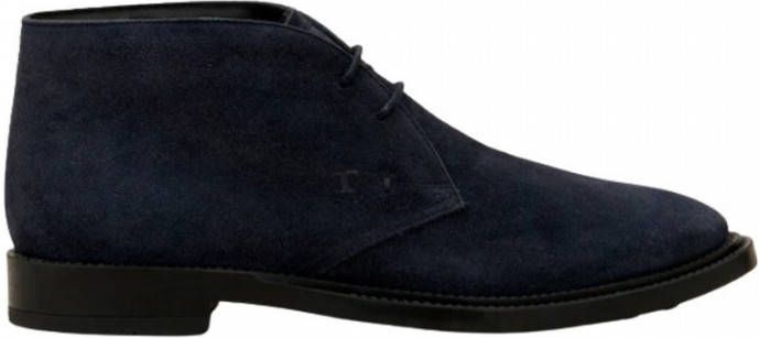 Tod's Short Ankle Boots in Suede Blue Veter boots