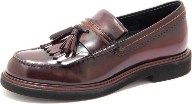 Tod's Bordeaux Franje Leren Loafer