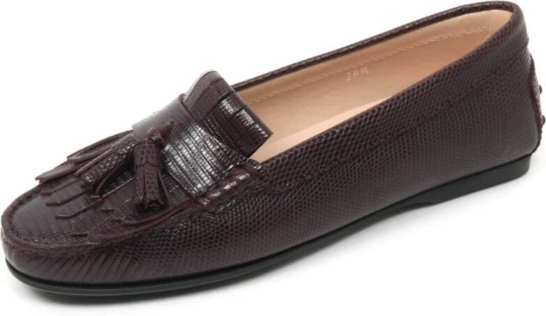 Tod's Bordeaux Fringe Loafer Schoen Gemaakt in Italië