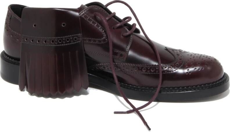 Tod's Bordeaux Fringe Schoenen Gemaakt in Italië