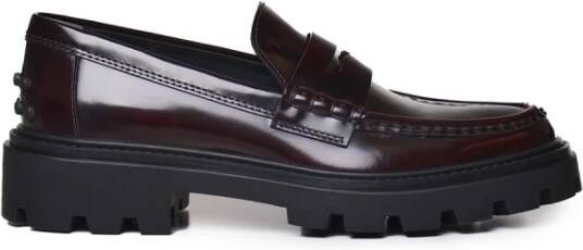 TOD'S Bordeaux Leren Platte Schoenen Brown Dames