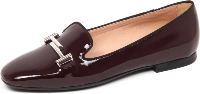Tod's Bordeaux Patent Ballerina Platte Schoenen