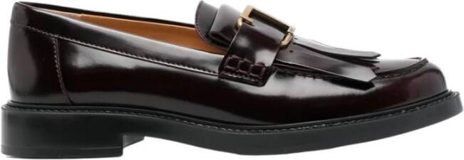TOD'S Bordeaux Tassel Moc Calf Band Loafers Brown Dames