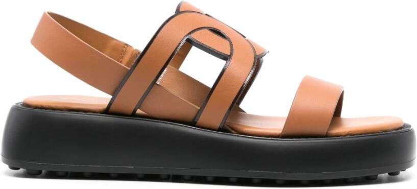 Tod's Bruin Leren Cut-out Ketting Sandalen