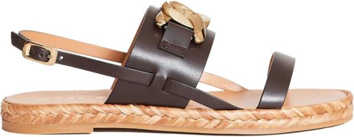 TOD'S Bruin Leren Ketting Sandalen Brown Dames