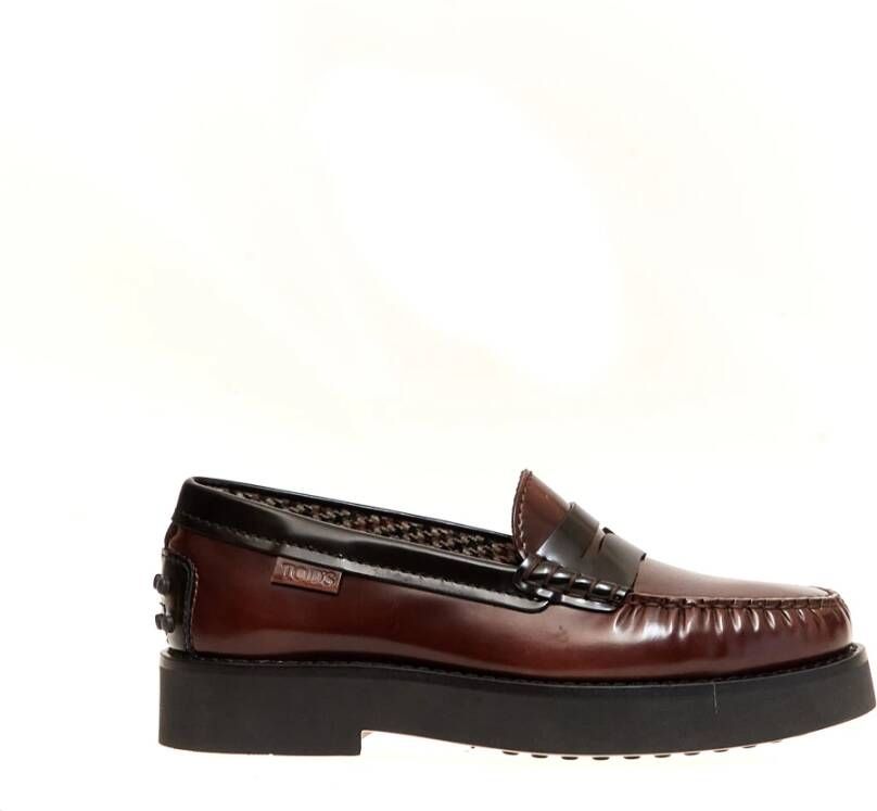 TOD'S Bruin Leren Mocassins Damesschoenen Brown Dames