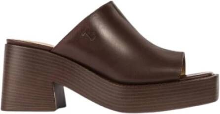 TOD'S Bruin Leren Platform Muiltjes Brown Dames