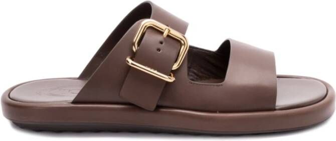 Tod's Bruin Leren Sandalen Elegante Stijl