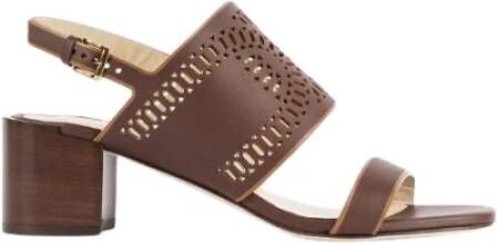 TOD'S Bruin leren sandalen met hak Brown Dames