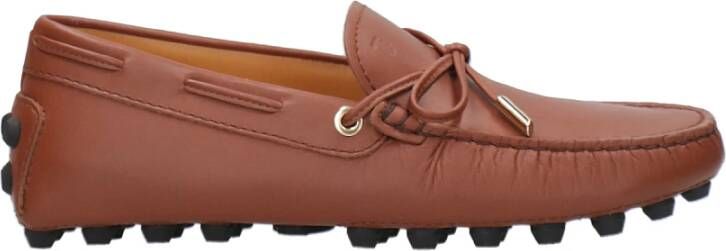 TOD'S Bruin Leren Sandalen met Vetersluiting Brown Dames