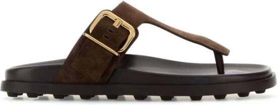 Tod's Bruin Suède Teenslipper Sandalen Slippers