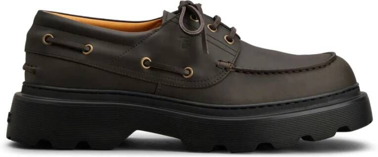 Tod's Bruine Bootschoenen Leer Geweven Stropdas - Foto 2