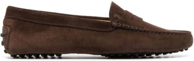TOD'S Rijke Suède Loafer met Iconische Zool Brown Dames