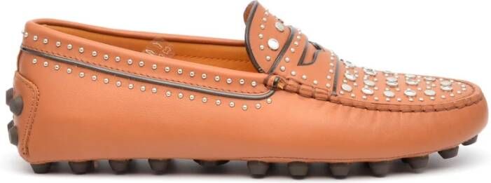 TOD'S Bruine leren Bubble Loafer met studs Brown Dames