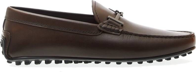 TOD'S Bruine Leren City Gommino met Gesp Brown Heren