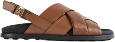 TOD'S Bruine leren gekruiste band sandalen Brown Dames