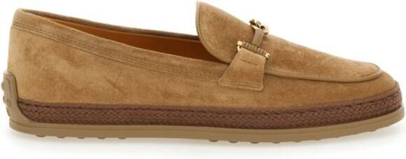 Tod's Bruine leren loafers met koorddetail