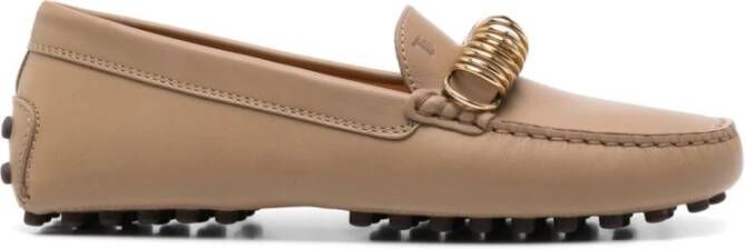 Tod's Bruine leren mocassin met metalen ringen