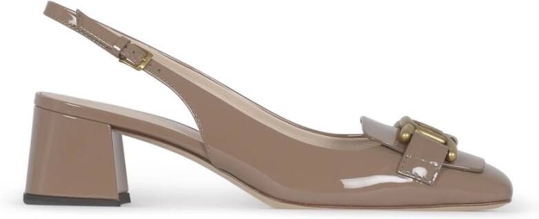 TOD'S Slingback Pumps met vierkante neus Beige Dames