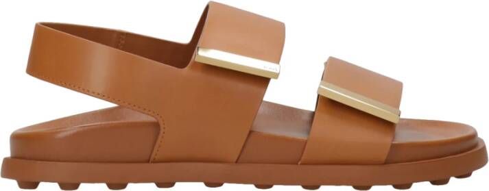 Tod's Bruine leren sandalen met klittenbandsluiting