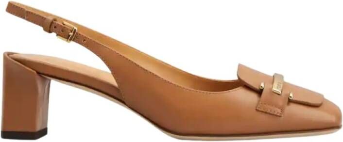 TOD&apos;S Pumps Dames Barretta Attacchi Maat: 38 Materiaal: Leer Kleur: Bruin