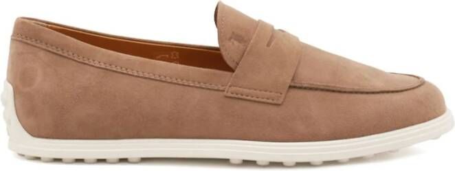 Tod's Bruine platte schoenen met geborduurd logo