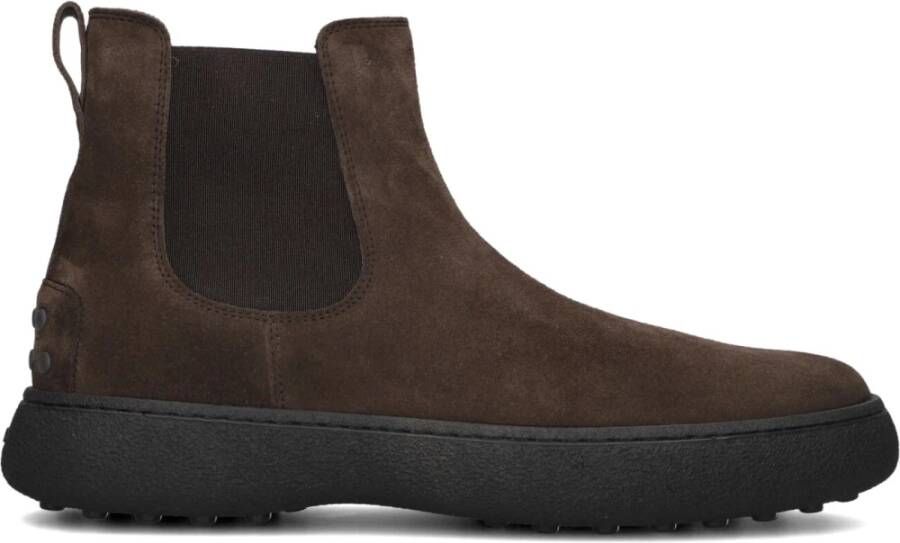 TOD'S Stedelijke Chelsea-laarzen met rubberen noppen Brown Heren