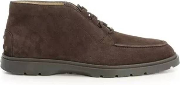 Tod's Bruine Suède Enkellaarzen met Elastische Veters