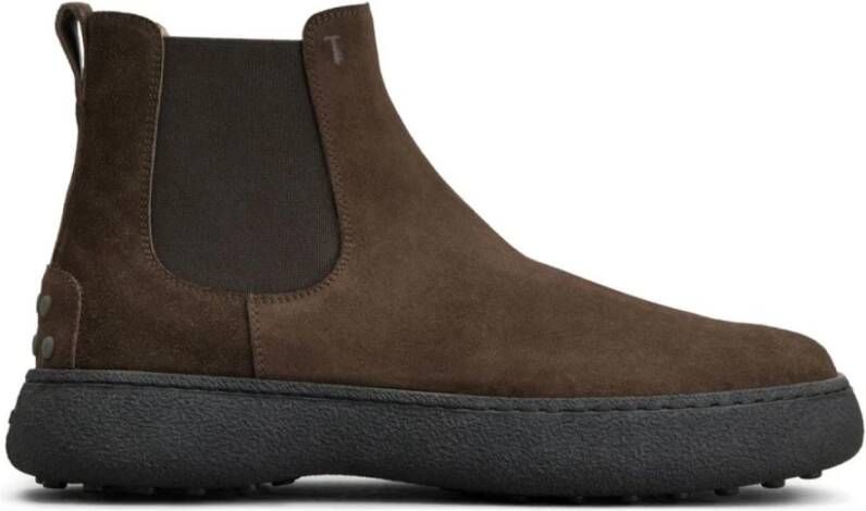 TOD&apos;S Chelsea Boots Heren Xxmo6l00p20re0 Maat: 8 Materiaal: Suède Kleur: Bruin