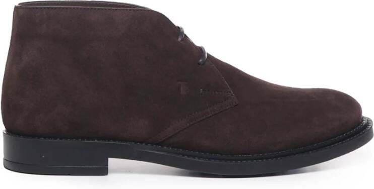 Tod's Short Ankle Boot in Suede Brown Boots veter-boots
