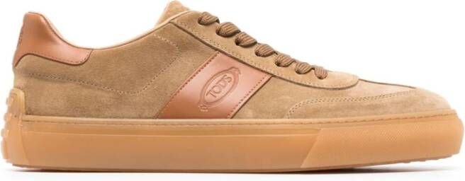 TOD'S Bruine Suède Lage Sneakers Beige Heren