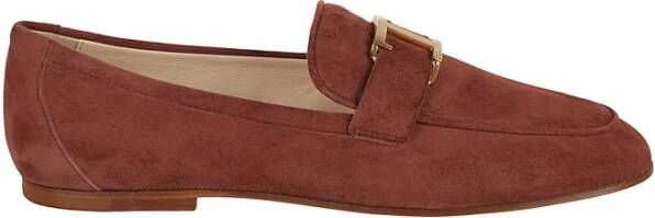 Tod's Bruine Suède Loafers met Gouden Detail