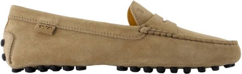 Tod's Bruine Suède Loafers Slip-On Ronde Neus