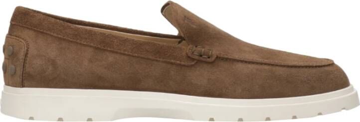 TOD'S Bruine Suède Loafers voor Heren Brown Heren