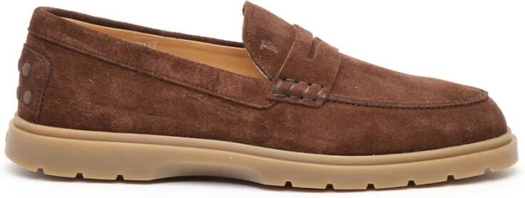 TOD'S Bruine Suède Mocassin Brown Heren