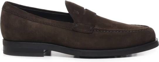 TOD'S Bruine Suède Platte Schoenen Brown Heren