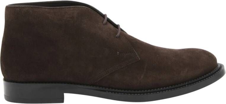 Tod's Short Ankle Boot in Suede Brown Boots veter-boots