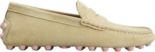 TOD'S Bubble Gommino Suède Loafers Beige Roze Pink Dames