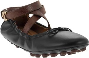 TOD'S Bubble Leren Ballerina met Bandje Zwart Dames
