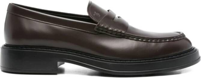 Tod's Chocoladebruin Leren Platte Instap Schoenen