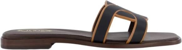 TOD'S Dames Leather Sandal Bruin Zwart Brown Dames